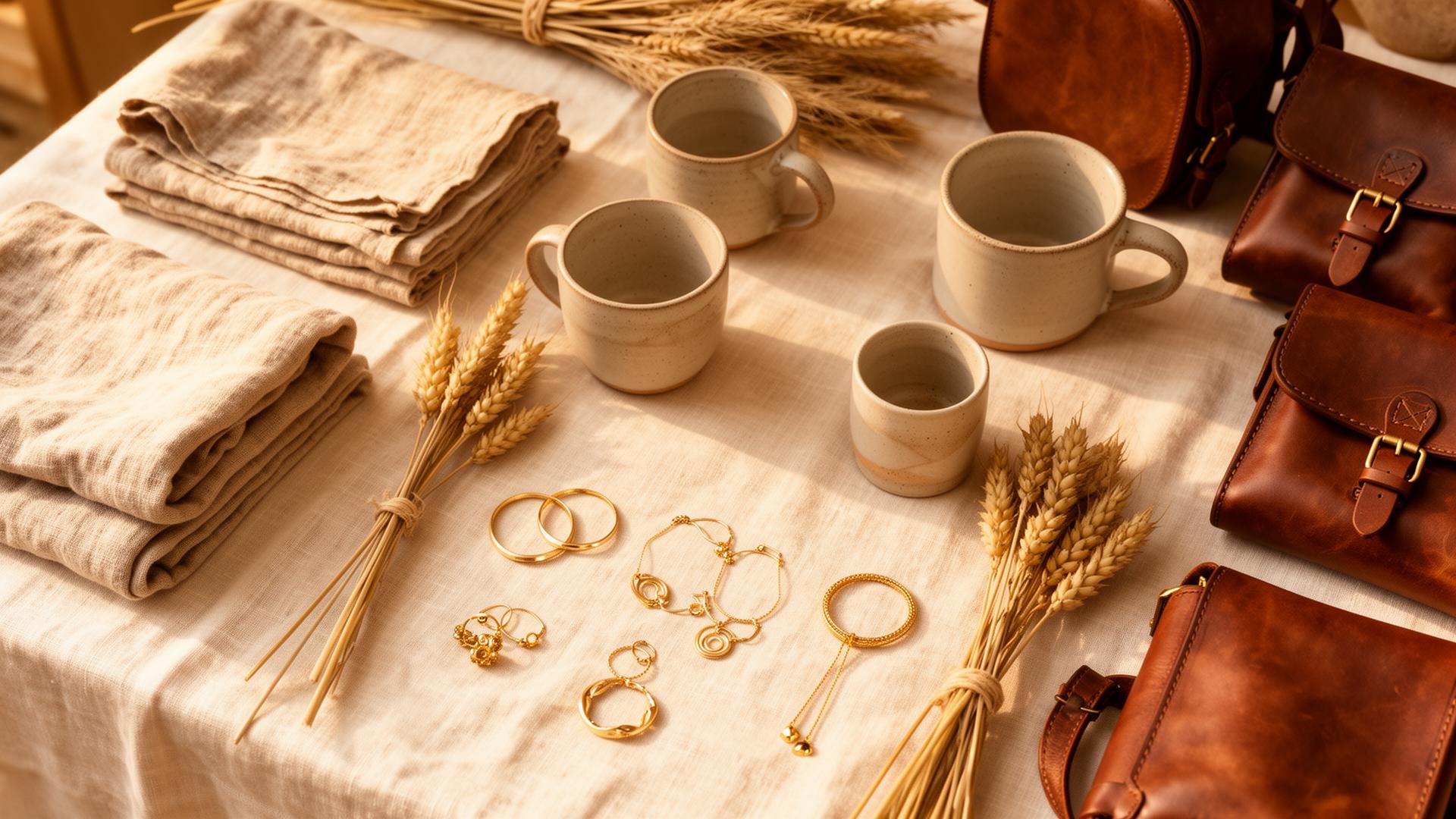 Hands holding handcrafted goods together